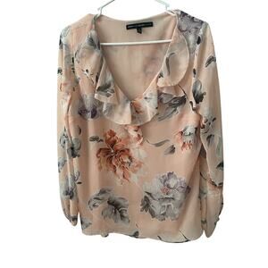 White House Black Market V-Neck Peach Color Blouse Sz 8